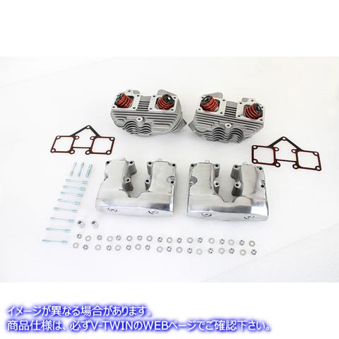10-1128 ポリッシュロッカーボックス付きシリンダーヘッドセット 取寄せ Vツイン Cylinder Head Set with Polished Rocker Box (
