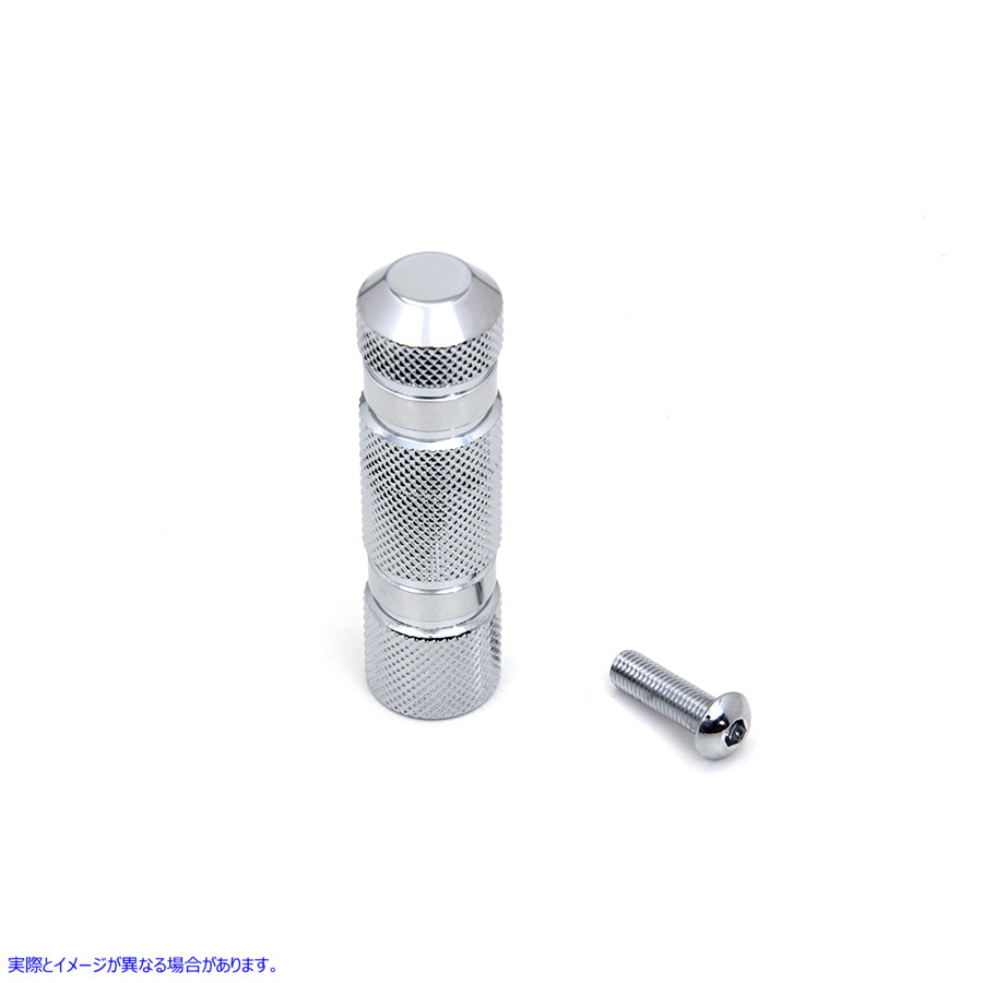 21-0569 クロムローレット加工4溝付きシフターペグ 取寄せ Vツイン Chrome Knurled Four Grooved Shifter Peg (検索用／