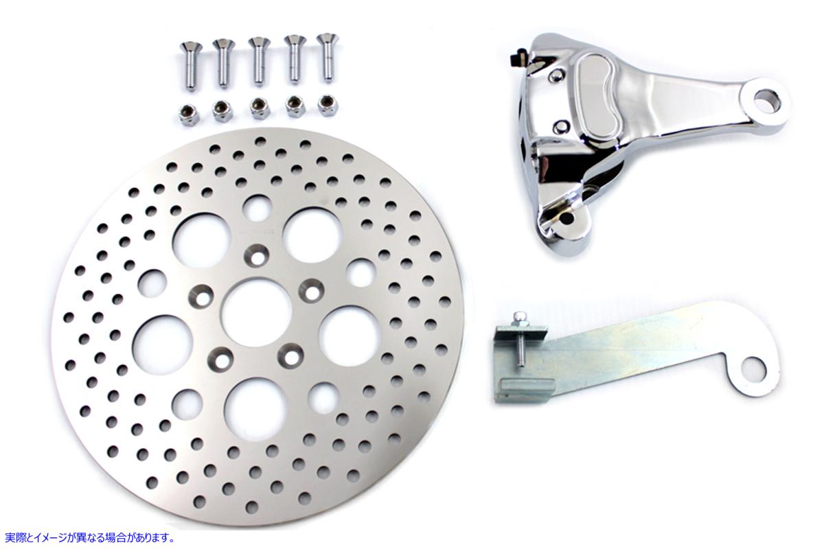 22-0366 クローム リア 4 ピストン キャリパーと 11-1/2 インチ ディスク キット 取寄せ Vツイン Chrome Rear 4 Piston Caliper