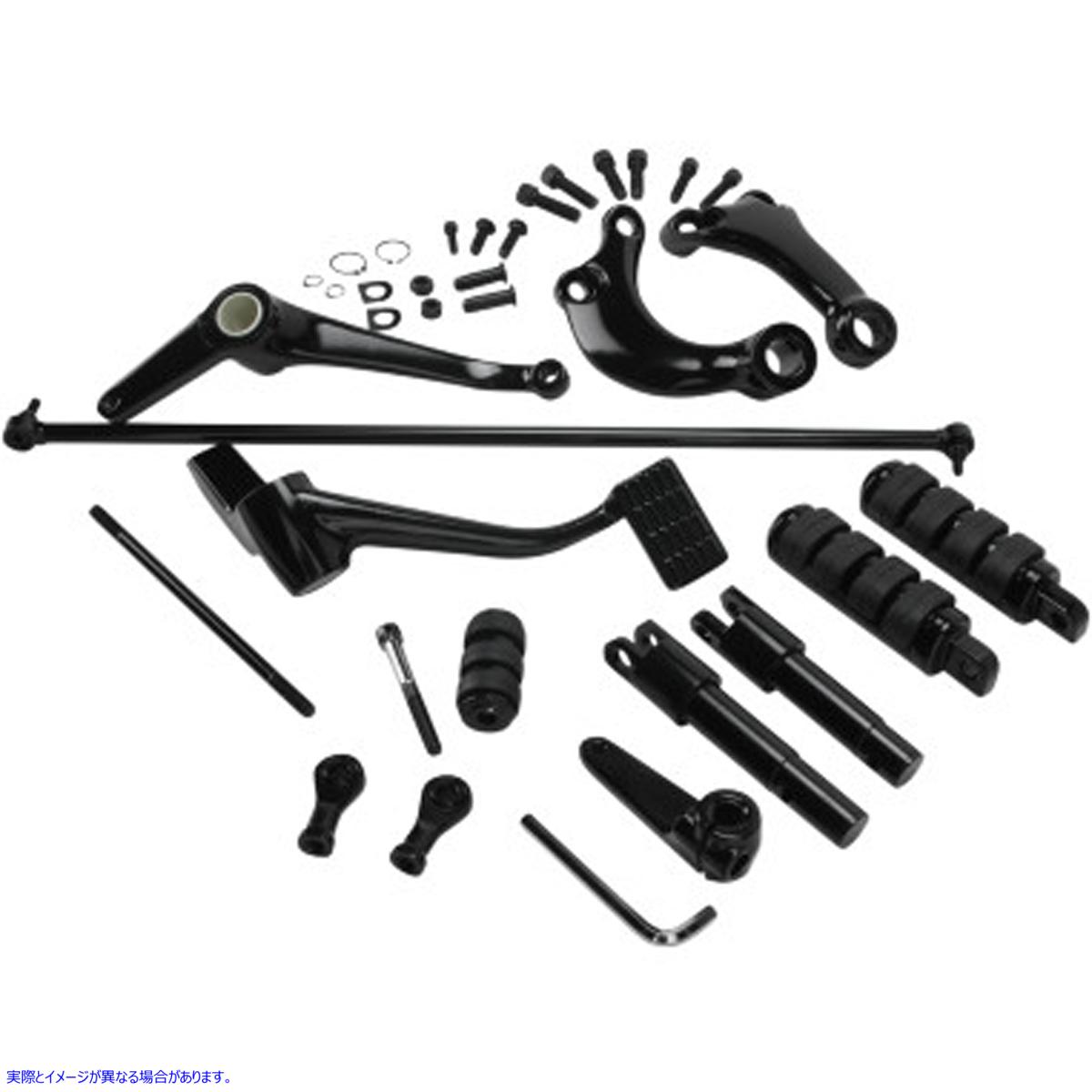 22-0457 ブラックのフォワードコントロールキット（ペグ付き） 取寄せ Vツイン Black Forward Control Kit With Pegs (検索用／5