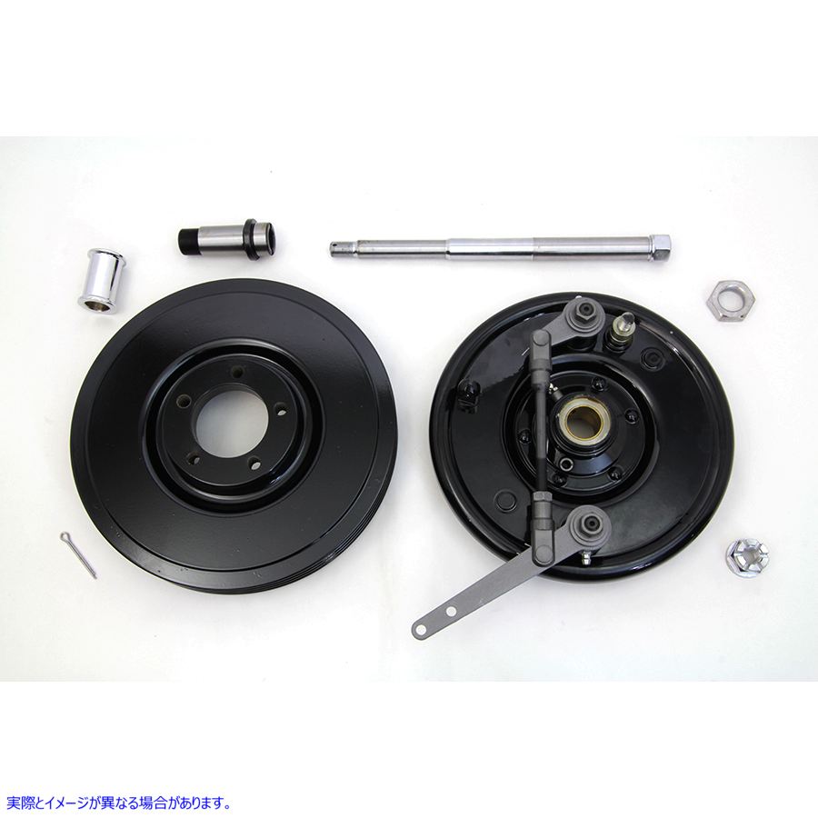 22-0774 デュアルカムブレーキバッキングプレートとブレーキドラムキット ブラック 取寄せ Vツイン Dual Cam Brake Backing Plat