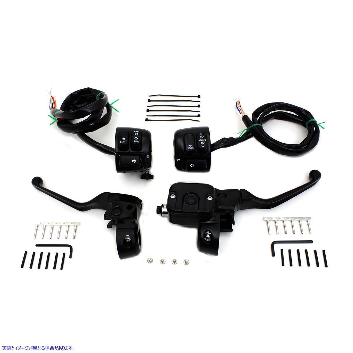 22-1168 スムーズ コンター ハンドルバー コントロール キット ブラック 取寄せ Vツイン Smooth Contour Handlebar Control Kit