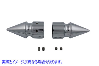 2263-2 クローム フロント アクスル カバー セット パイク スタイル 取寄せ Vツイン Chrome Front Axle Cover Set Pike Style (