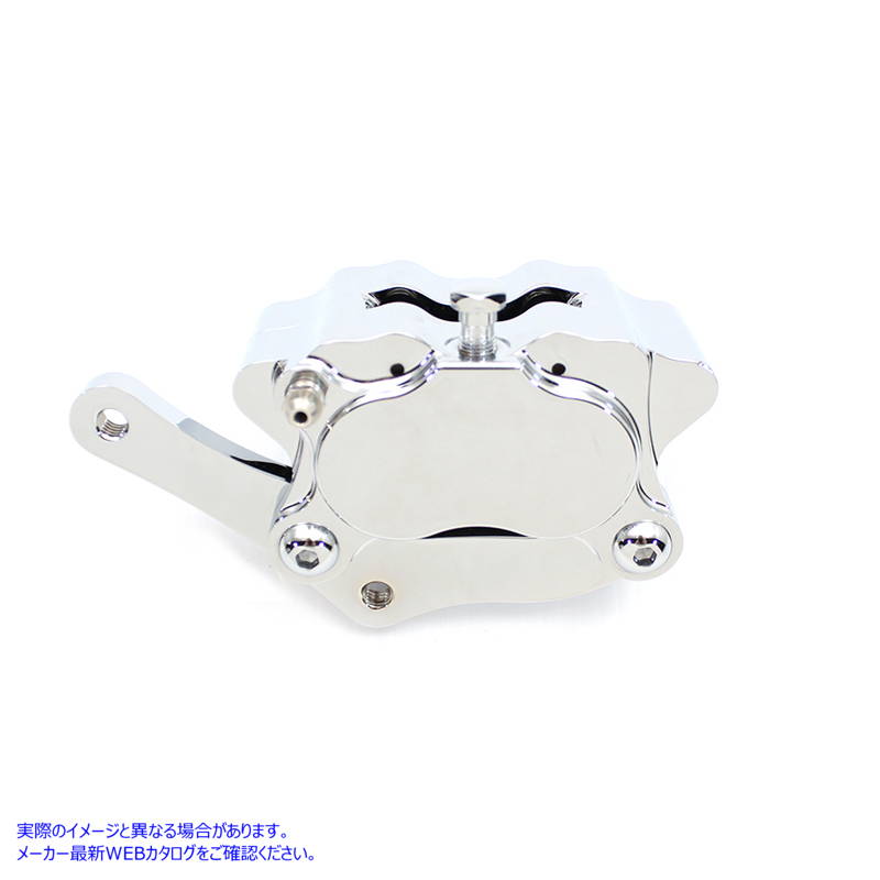 23-0279 クロームビレットフロント4ピストン左側キャリパー、ブラケット付き 取寄せ Vツイン Chrome Billet Front 4-Piston Left