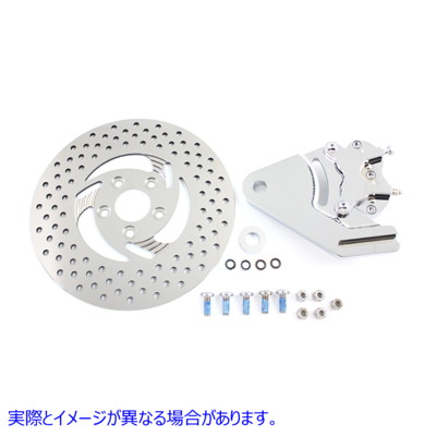 23-0655 クローム リア 4 ピストン キャリパーと 11-1/2 インチ ディスク キット 取寄せ Vツイン Chrome Rear 4 Piston Caliper
