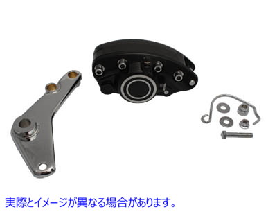 23-0798 ブラック 1 ピストン リア バナナ キャリパー ブラケット付き 取寄せ Vツイン Black 1 Piston Rear Banana Caliper with