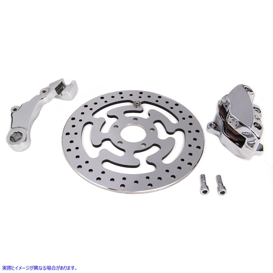 23-0815 クローム リア 4 ピストン キャリパーと 11-1/2 インチ ディスク キット 取寄せ Vツイン FLT Rear Caliper Kit (検索用