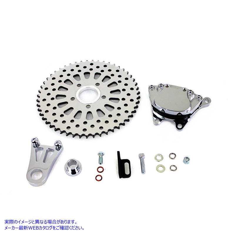 23-0822 クロームリア4ピストンキャリパーと10インチディスクスプロケット 取寄せ Vツイン Chrome Rear 4 Piston Caliper and 10