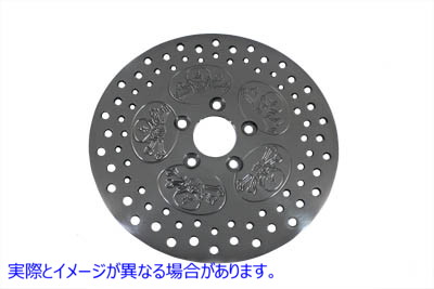 23-0834 11-1/2 インチ リア ブレーキ ディスク スカル デザイン ポリッシュ 取寄せ Vツイン 11-1/2 inch Rear Brake Disc Skull