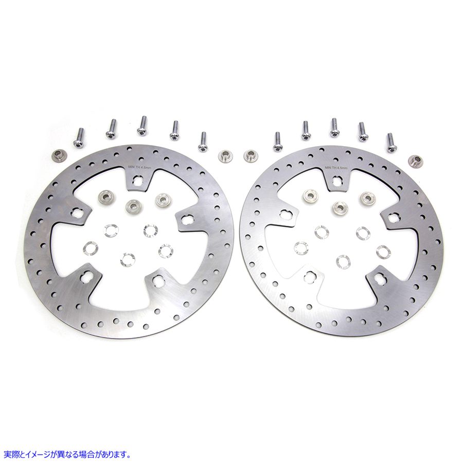 23-0900 Duro 11.8 インチ ドリルド フロント ブレーキ ディスク セット ステンレススチール 取寄せ Vツイン Duro 11.8 inch Dri