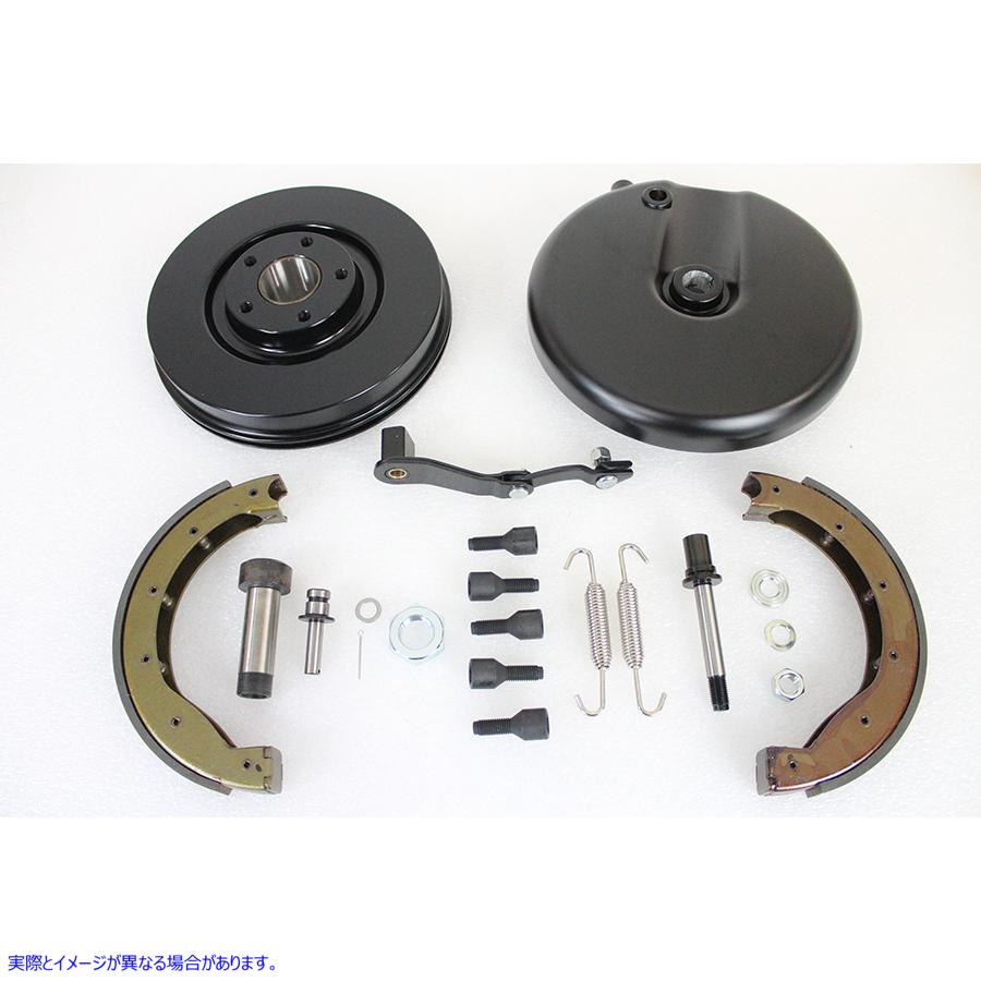 23-1002 フロント ブレーキ バッキング プレート キット ブラック 取寄せ Vツイン Front Brake Backing Plate Kit Black (検索用