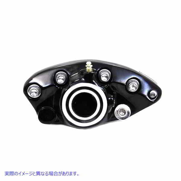 23-1543 ブラック リア 1 ピストン バナナ キャリパー (ブルズアイ付き) 取寄せ Vツイン Black Rear 1 Piston Banana Caliper wi