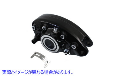 23-2217 ブラック リア 1 ピストン バナナ キャリパー (ブルズアイ付き) 取寄せ Vツイン Black Rear 1 Piston Banana Caliper wi