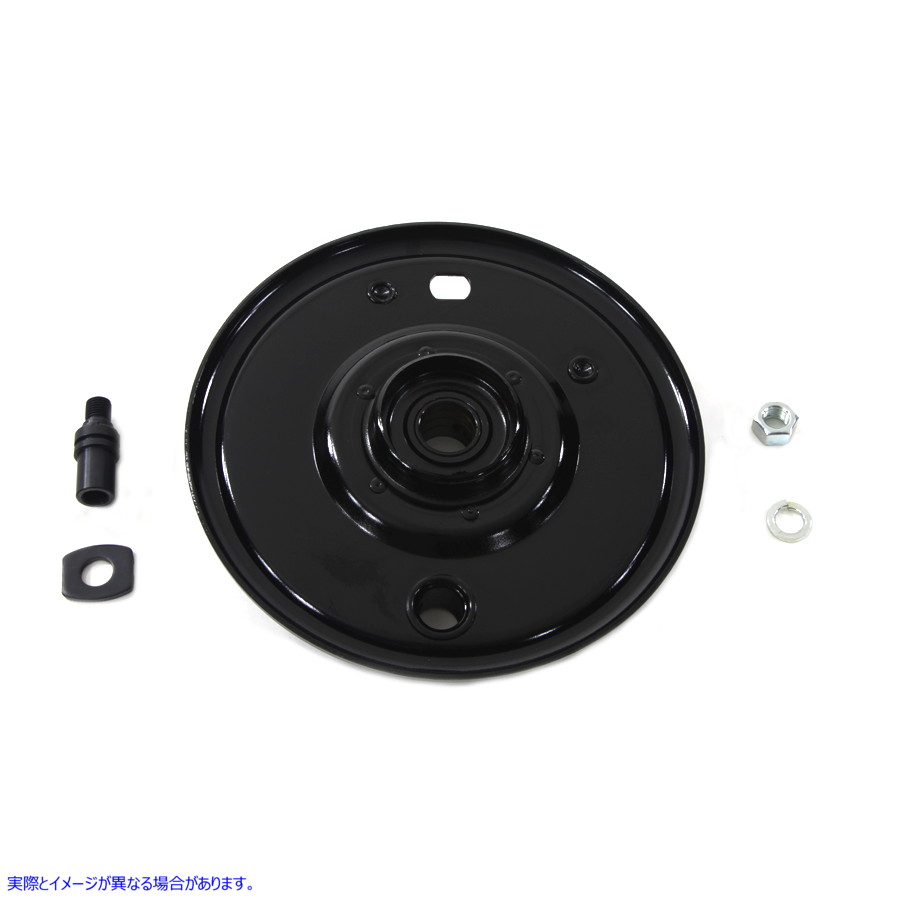 23-3077 フロントメカニカルブレーキバッキングプレート ブラック 取寄せ Vツイン Front Mechanical Brake Backing Plate Black