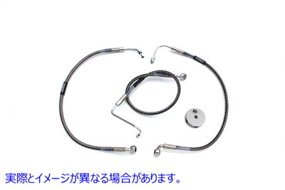 23-8731 ステンレススチール製フロントブレーキホース 22-5/8 インチおよび 19-1/2 インチ 取寄せ Vツイン Stainless Steel Fron