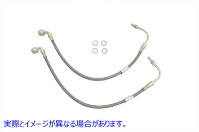 23-8958 ステンレスロアブレーキホース 16インチ 取寄せ Vツイン Stainless Steel Lower Brake Hose 16 inch (検索用／ Edelbroc