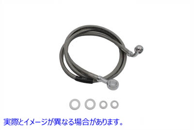 23-8987 ステンレススチール製フロントブレーキホース 46-1/2 インチ 取寄せ Vツイン Stainless Steel Front Brake Hose 46-1/2