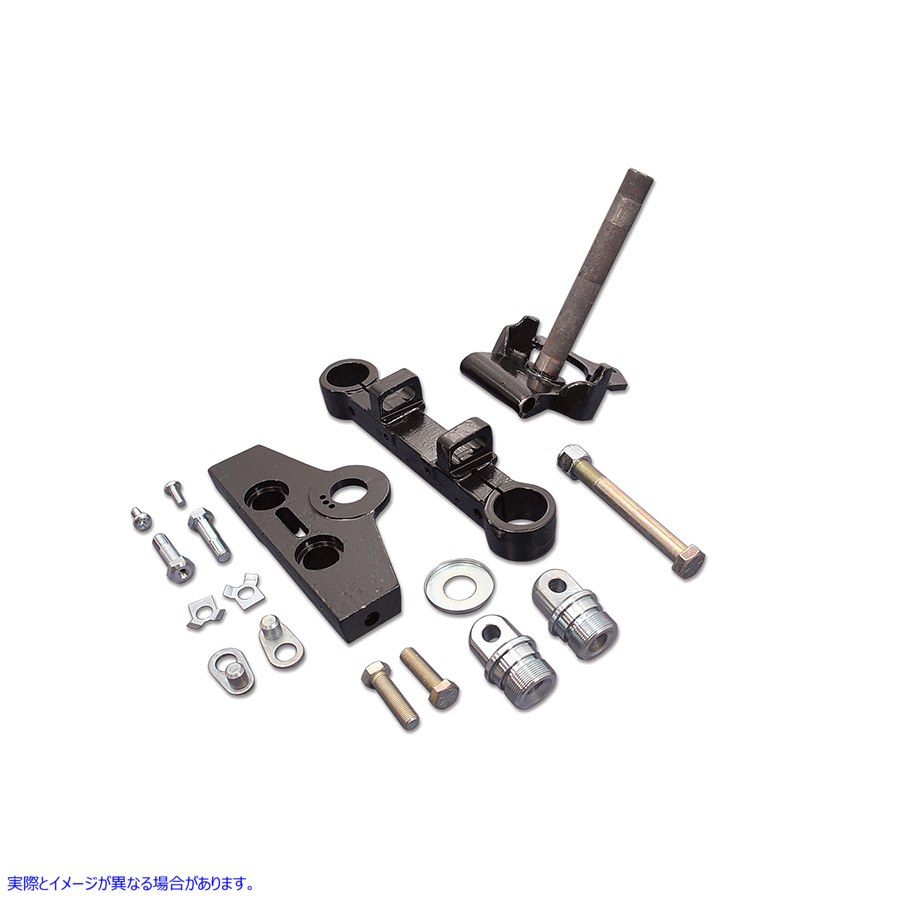 24-0004 ブラック 41mm 調節可能なトリプルツリーセット (タブなし) 取寄せ Vツイン Black 41mm Adjustable Triple Tree Set wit