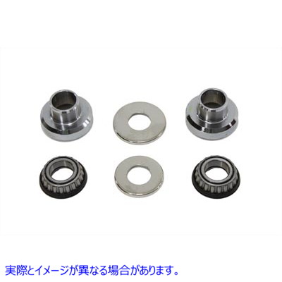 24-0103 シールドフォークネックカップベアリングキットクローム 取寄せ Vツイン Sealed Fork Neck Cup Bearing Kit Chrome (検