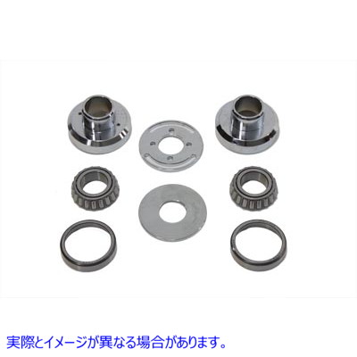 24-0296 クロームフォークストップネックカップキット 取寄せ Vツイン Chrome Fork Stop Neck Cup Kit (検索用／