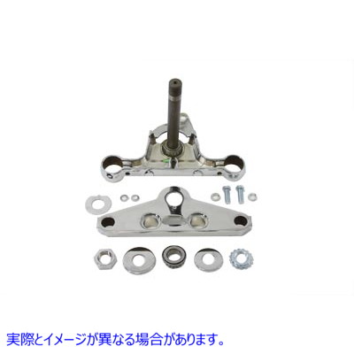 24-0347 レプリカ鍛造スチール トリプル ツリー セット クローム 取寄せ Vツイン Replica Forged Steel Triple Tree Set Chrome