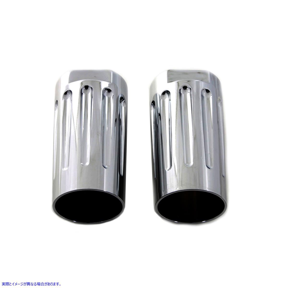24-1166 クロームミルドフォークスライダーカバーセット 取寄せ Vツイン Chrome Milled Fork Slider Cover Set (検索用／