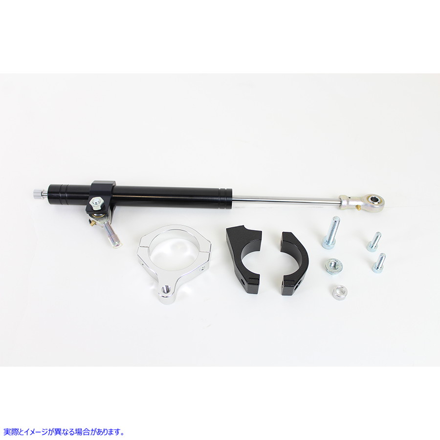 24-1378 ブラックフォークステアリングダンパーキット 取寄せ Vツイン Black Fork Steering Damper Kit (検索用／