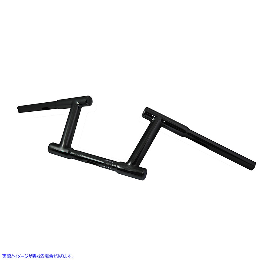 25-0566 インデント付き 6 インチ Z-Bar レーシング ハンドルバー ブラック 取寄せ Vツイン 6 inch Z-Bar Racing Handlebar with