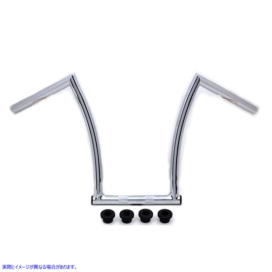 25-0634 インデント付き 15 インチ クロムチゼル Z バー ハンドルバー 取寄せ Vツイン 15 inch Chrome ChiZeled Z-Bar Handlebar