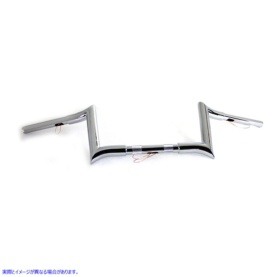 25-1200 インデント付き 8 インチ クローム Z バー ハンドルバー 取寄せ Vツイン 8 inch Chrome Z-Bar Handlebar with Indents (