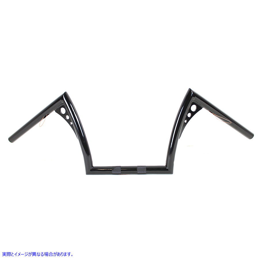 25-1285 10 インチ Z バー ハンドルバー 配線インデントと穴付き ブラック 取寄せ Vツイン 10 inch Z-Bar Handlebar with Wiring
