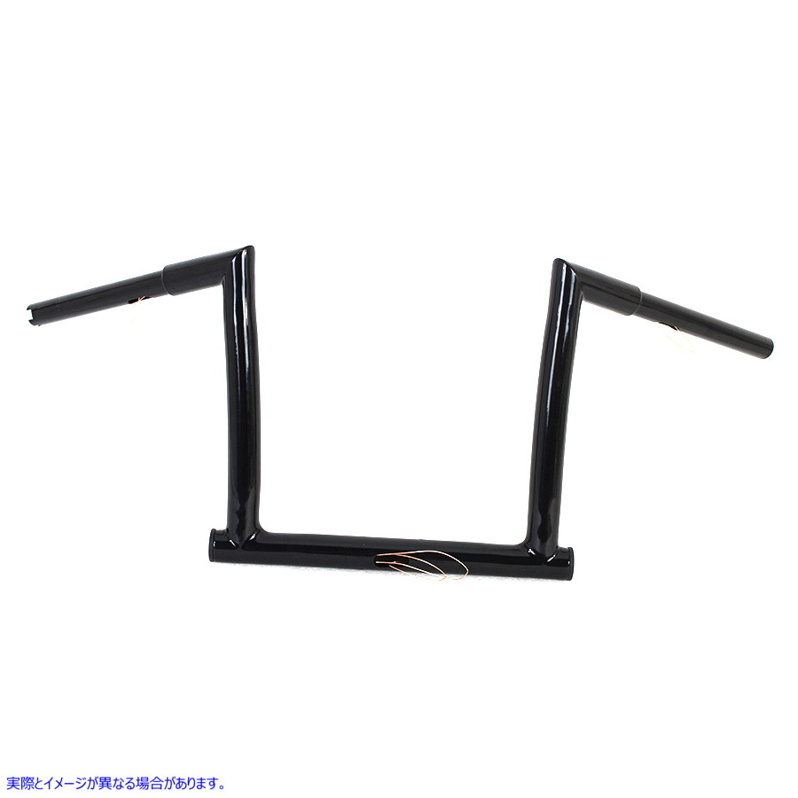 25-1801 12 インチ グロス ブラック チゼル Z バー ハンドルバー (インデント付き) 取寄せ Vツイン 12 inch ChiZeled Z-Bar Hand