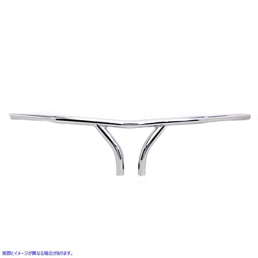 25-1842 インデント付き 10 インチ クローム カーブ ライザー ハンドルバー 取寄せ Vツイン 10 inch Chrome Curved Riser Handle
