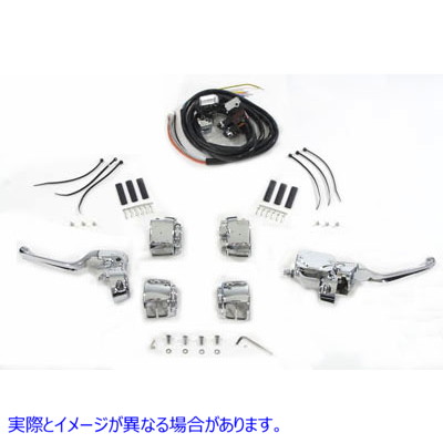 26-0411 スイッチ付きクロームハンドルバーコントロールキット 取寄せ Vツイン Chrome Handlebar Control Kit with Switches (検