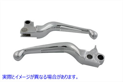 26-0781 クローム穴付きハンドレバーセット 取寄せ Vツイン Chrome Slotted Hand Lever Set (検索用／