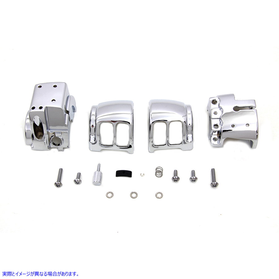26-0843 ハンドルバー コントロール スイッチ ハウジング キット クローム 取寄せ Vツイン Handlebar Control Switch Housing Ki