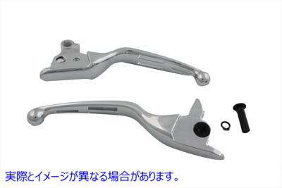 26-0895 クローム穴付きハンドレバーセット 取寄せ Vツイン Chrome Slotted Hand Lever Set (検索用／