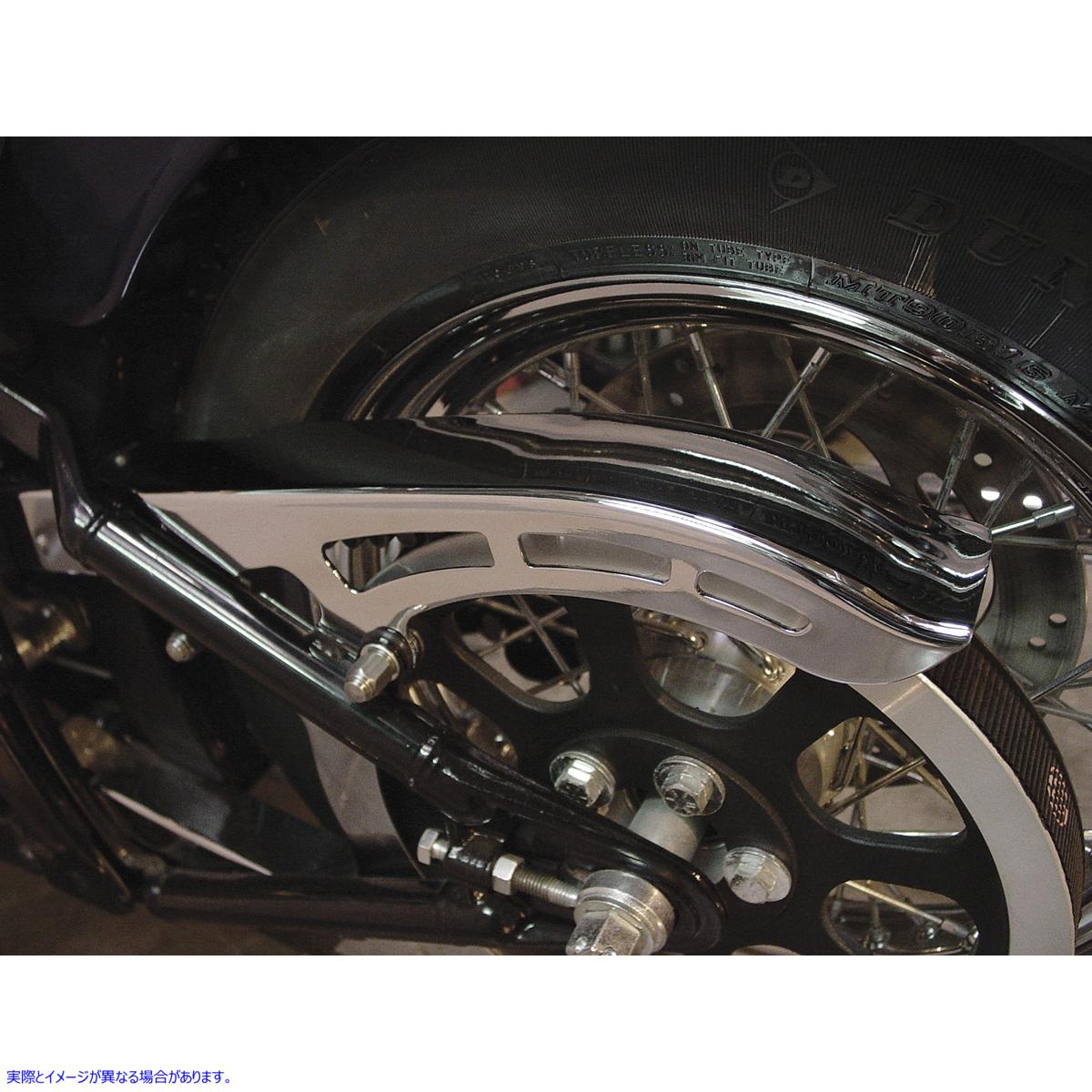 27-0185 クロームリアベルトガードアッパー 取寄せ Vツイン Chrome Rear Belt Guard Upper (検索用／60610-02