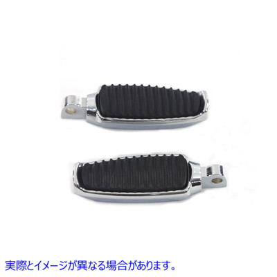 27-0326 ラバーインレイ付きクロームフットペグセット 取寄せ Vツイン Chrome Footpeg Set with Rubber Inlay (検索用／