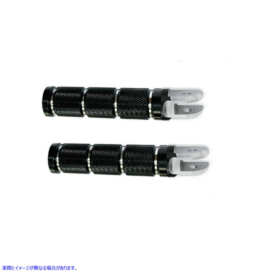 27-0457 ブラック レトロ ドライバー フットペグ セット 取寄せ Vツイン Black Retro Driver Footpeg Set (検索用／