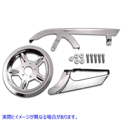 27-0619 クロームベルトガードとプーリーカバーキット 取寄せ Vツイン Chrome Belt Guard and Pulley Cover Kit (検索用／60402-