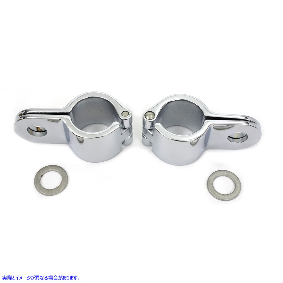 27-0673 クローム 1-1/8 インチ フットペグ マウント クランプ セット 取寄せ Vツイン Chrome 1-1/8 inch Footpeg Mount Clamp S
