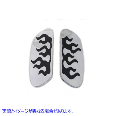 27-0693 フレームデザインのパッセンジャーフットボードセット 取寄せ Vツイン Passenger Footboard Set with Flame Design (検