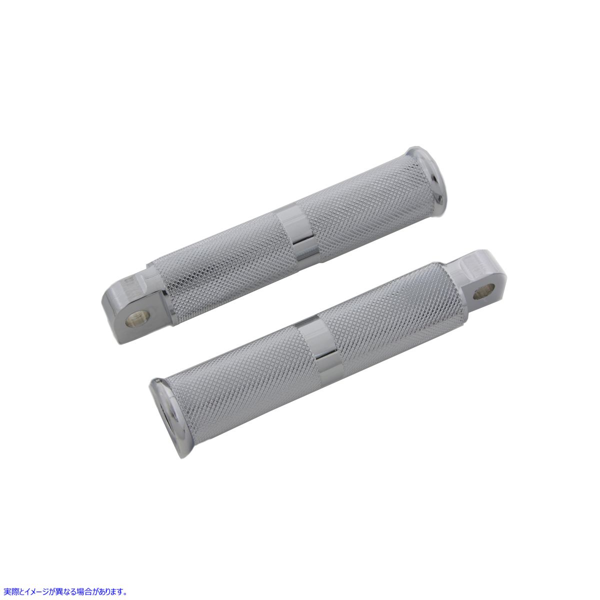 27-0724 クローム中空ローレットステップセット 取寄せ Vツイン Chrome Hollow Knurled Footpeg Set (検索用／