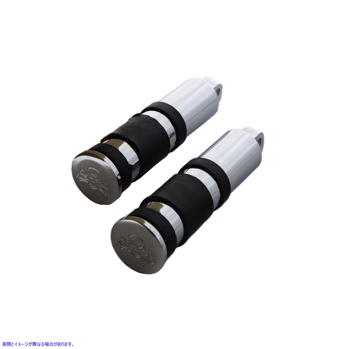27-0726 クロームバンドスカルエンドフットペグセット 取寄せ Vツイン Chrome Banded Skull End Footpeg Set (検索用／