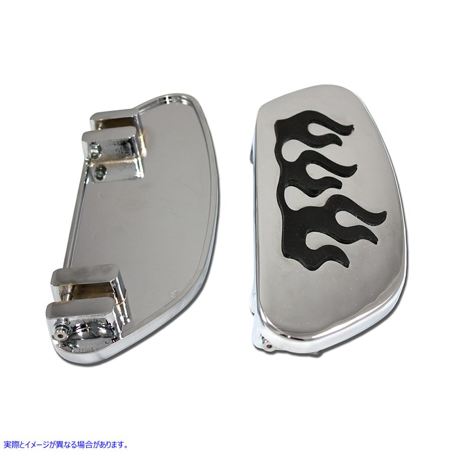 27-0808 ドライバーフットボードセット クローム フレームデザイン付き 取寄せ Vツイン Driver Footboard Set Chrome with Flame