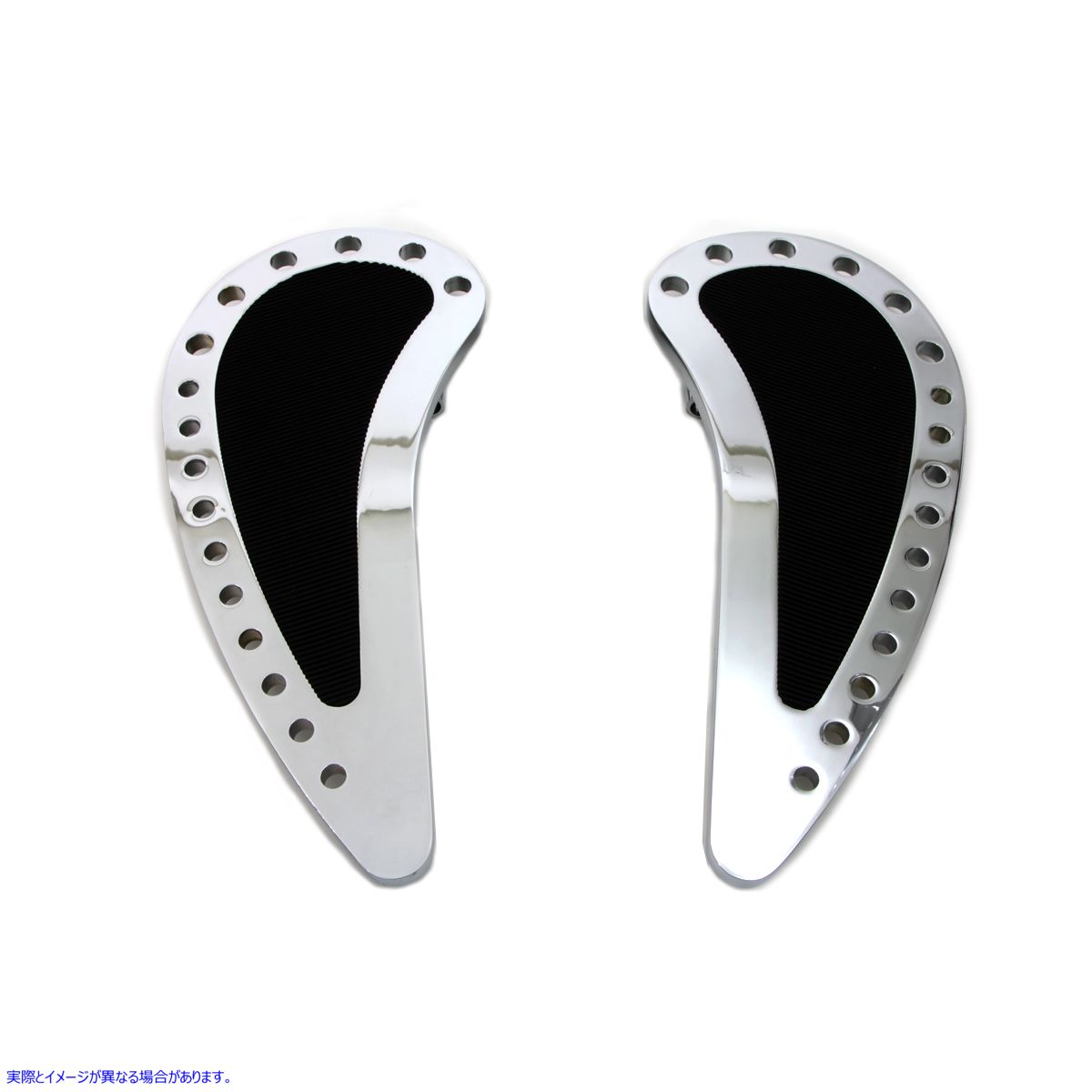 27-0824 クローム ドライバー ハーフムーン ラバー フットボード セット 取寄せ Vツイン Chrome Driver Half Moon with Rubber F