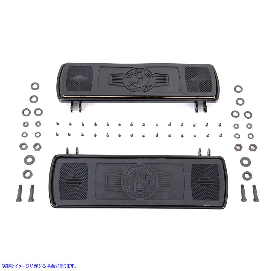 27-0868 万国博覧会スタイル長方形フットボード セット ブラック 取寄せ Vツイン World's Fair Style Rectangular Footboard Set