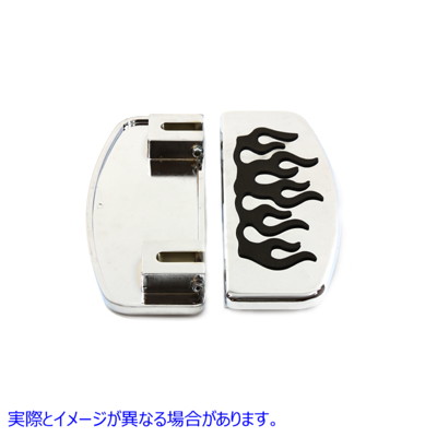 27-0898 フレームデザインのドライバーフットボードセット 取寄せ Vツイン Driver Footboard Set with Flame Design (検索用／