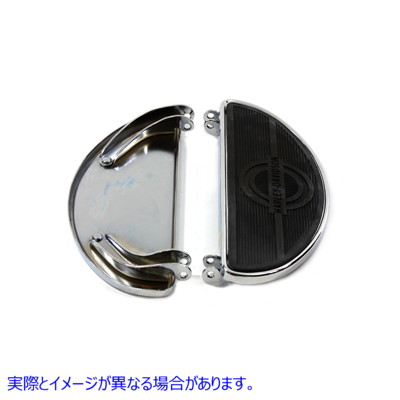 27-0900 ロゴ付きドライバークロームフットボードセット 取寄せ Vツイン Half Moon Footboard Set Chrome (検索用／50603-40T